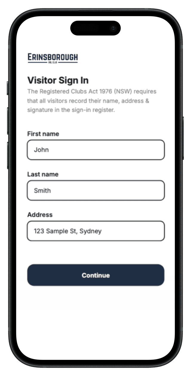 QR code check-in on phone